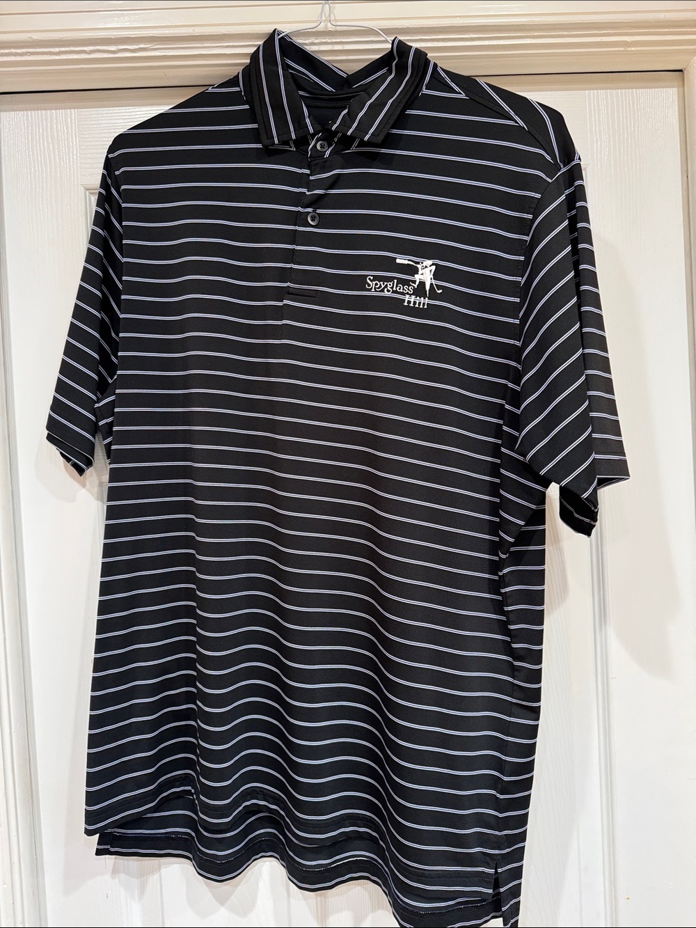 Fairway & Greene Black Polo with White Stripes